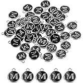 MECCANIXITY Alphabet Enamel Letter Charm Jewelry Charm Pendant for Jewelry Making, Bracelet, Craft