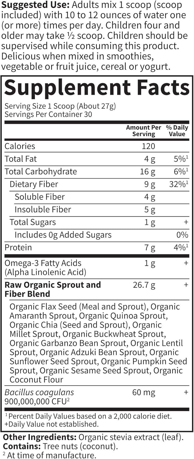 Garden of Life Raw Organic Superfood Fiber for Constipation Relief, 1.77 lbs (803g) Powder: Health & Personal Care