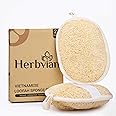 Herbvian Vietnamese Natural Loofah Exfoliating Body Scrubber Pads, 100% Plant-Based Shower Luffa Sponge, Bath Loofah for Women Men, 2-Pack
