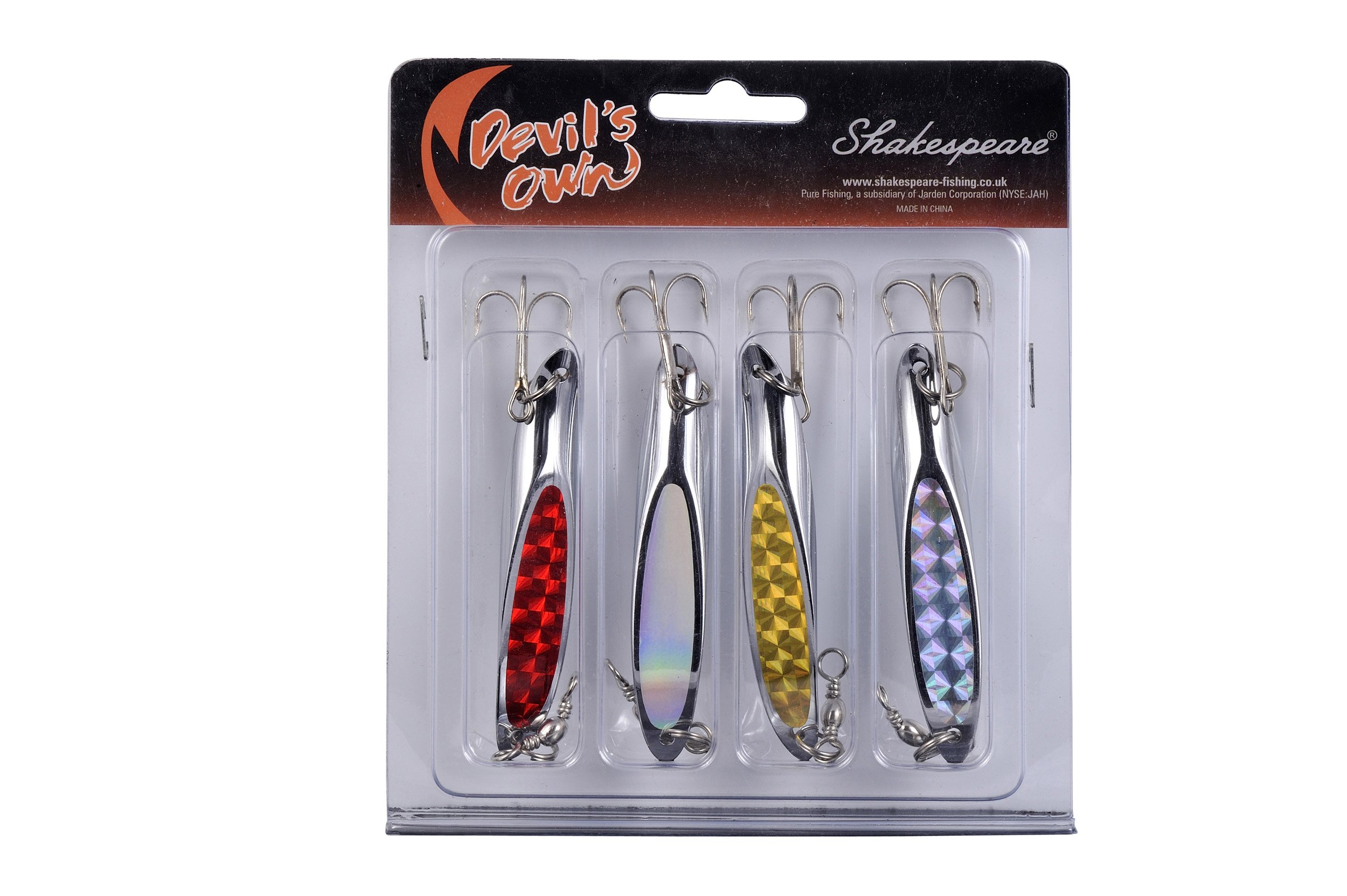 Shakespeare Devil's Own 4pc Slither, Fishing Hook, Hard Lures, Sea Fishing, Unisex, Assorted, 28gr