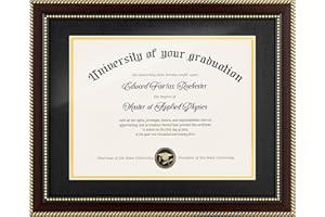 FLYJOE 8.5x11 Diploma Frame with Black over Gold Mat or Full Display 11x14 Document Certificate Frame for Diploma Degree with HD Tempered Glass Graduation Picture Frame for Wall, Mahogany