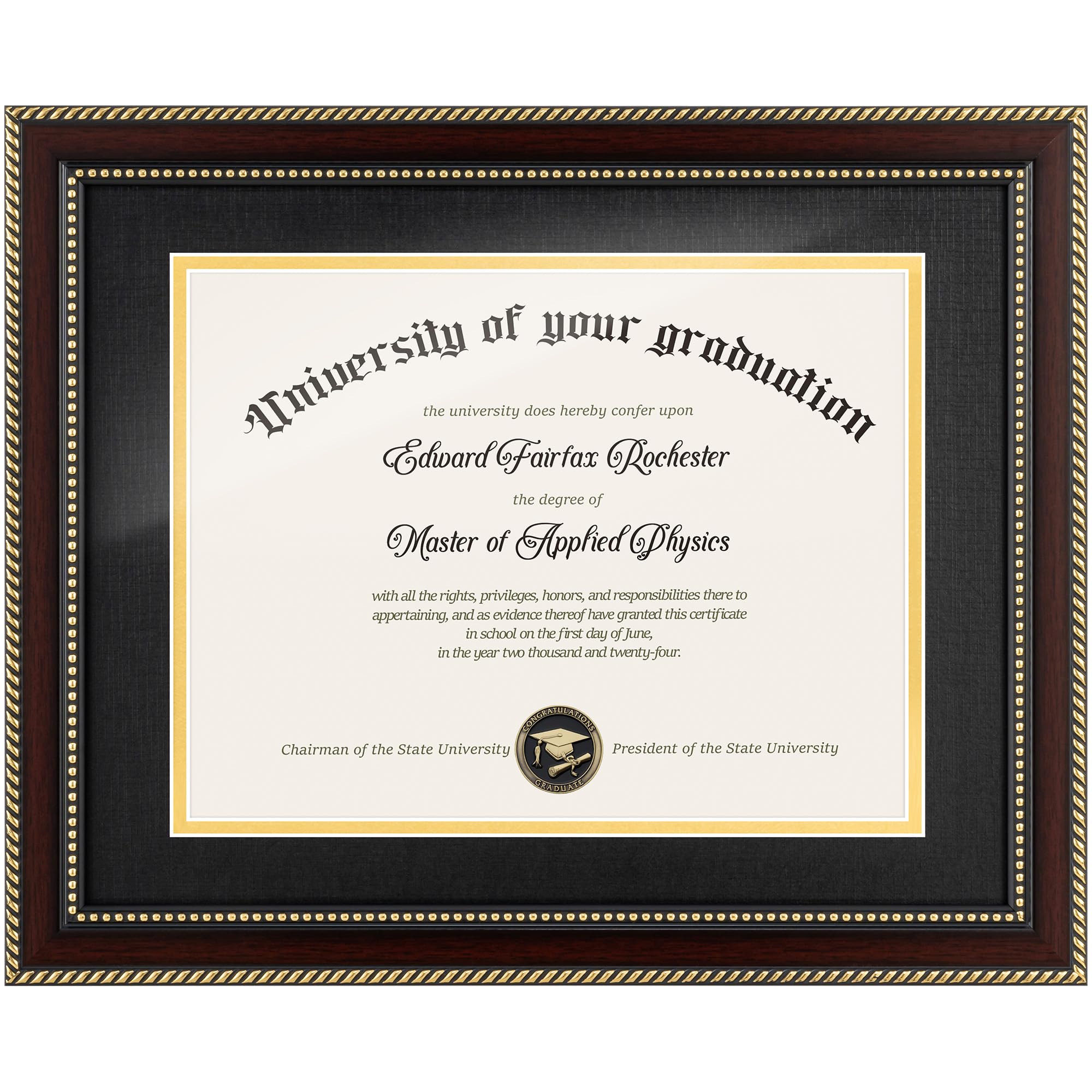 FLYJOE 8.5x11 Diploma Frame with Black over Gold