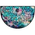 Mandala Half Round Door Mat for Indoor Entrance, Watercolor Colorful Universe Galaxy Non Slip Absorbent Doormats, Wear Resistant Semi Circle Floor Mats Area Rugs for Home Kitchen Patio 24 x 36 in