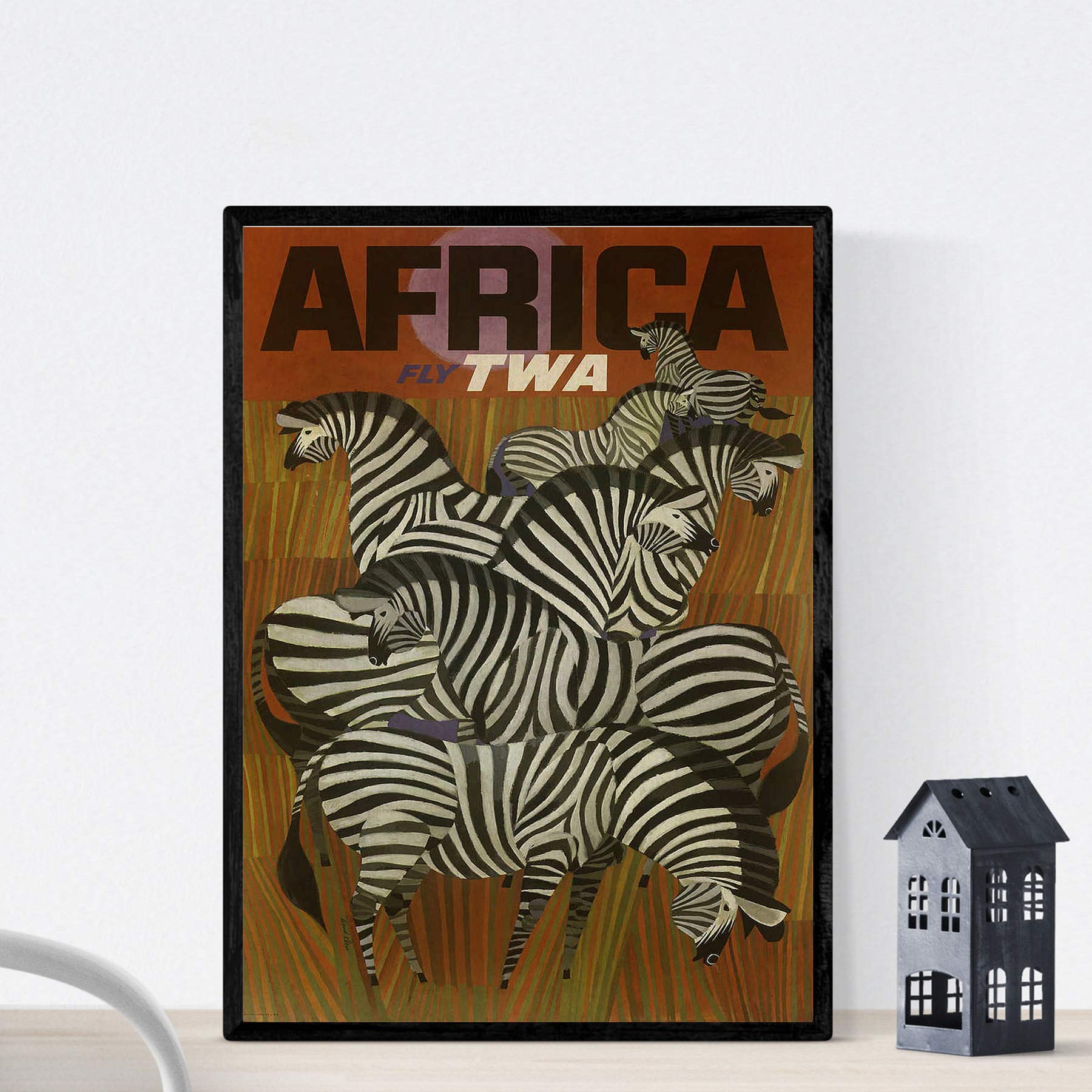 Nacnic Vintage Poster Vintage poster advertising. Zebras in Africa. A4 size