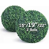 Decwin 19 Inch 2 Packs Artificial Boxwood Balls Topiary Balls, 4 Layers of UV-Resistant Greenery Balls Indoor Outdoor Garden, Backyard, Patio, Front Door – Assembly Required