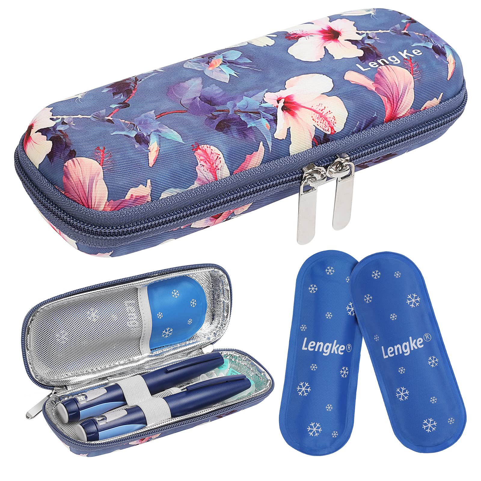 BOMKEE Insulin Cooler Travel Case, Diabetic Insulin Pen Case Portable Insulin Cooling Bag Carrying Organizer for Insulin Pens Supplies with 2 Ice Pack