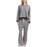 Ocean Pacific Women's 2 Piece Pajama Set, Soft Long Sleeve Fleece and Open Leg Pants - All the Classics, Pijamas de Mujer