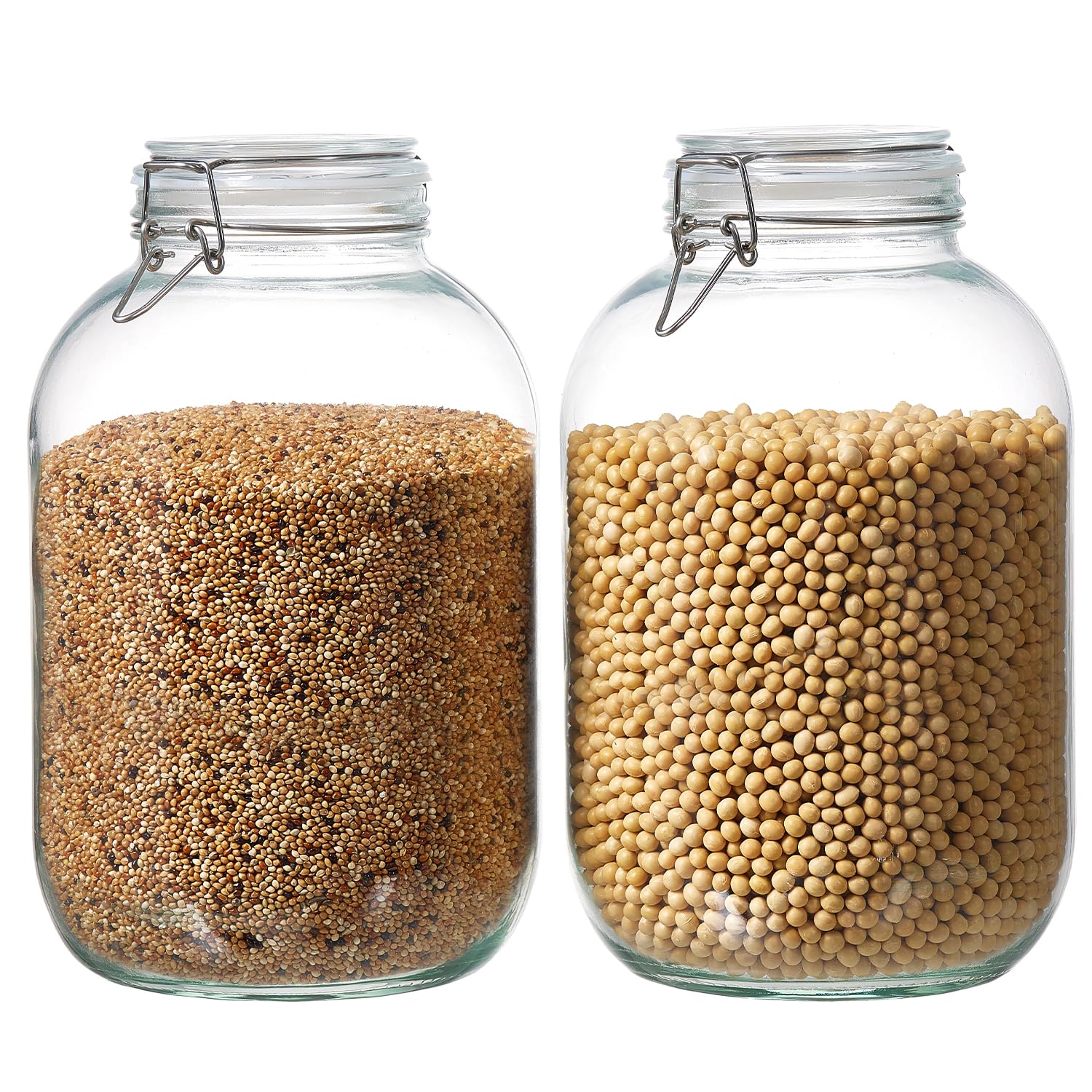 Photo 1 of 1 Gallon Glass Food Storage Jars with Airtight Lids, Set of 2 – Clear Preserving Seal Wire Clip Fastening Canisters for Kitchen Canning, Flour, Cereal, Pasta, Sugar, Beans, Pickling Jars (1gallon*2)