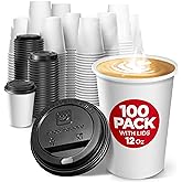 AIRE 100-Pack Disposable Coffee Cups With Lids – 12 Oz Insulated Paper Cups, Includes Sleeves & Stir Straws, For Hot/Cold Drinks - View #6