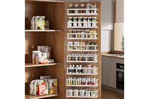 Umomi Over The Door Pantry Organizer, 8 Pack Spice Rack Wall Mounted & Hanging Storage Baskets Organizer Wall Mount, Large Ca