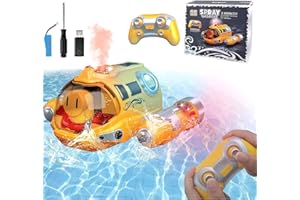 Acrebow Remote Control Pool Toys for Kids 6-12, 2.4GHz Fast Mini RC Boat with Spray Gasboat and Led Lights Water Toy for Swimming Pool & Lakes, 1 Rechargeable Batteries