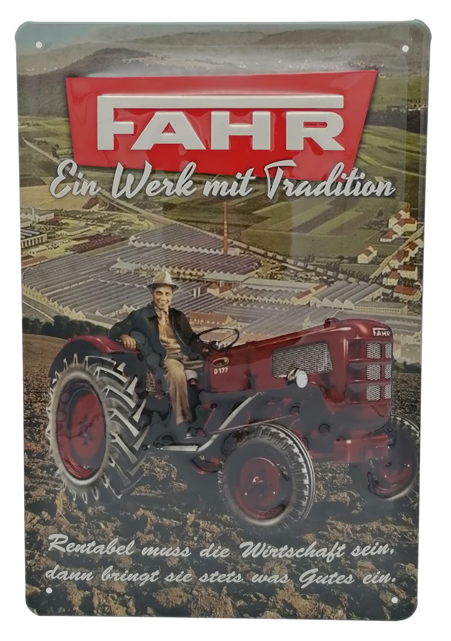 "FAHR Schlepper Oldtimer Tractor" Embossed Tin Sign 30 x 20 cm