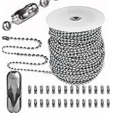 4.5mm Ball Bead Chain, 55ft Stainless Steel Dog Tag Chain with 100 Connectors Clasps for Jewelry Chain DIY Craft Making,Dog Tag Necklace Chains,Men Military Keychain Jewelry Making Supplies (Silver)