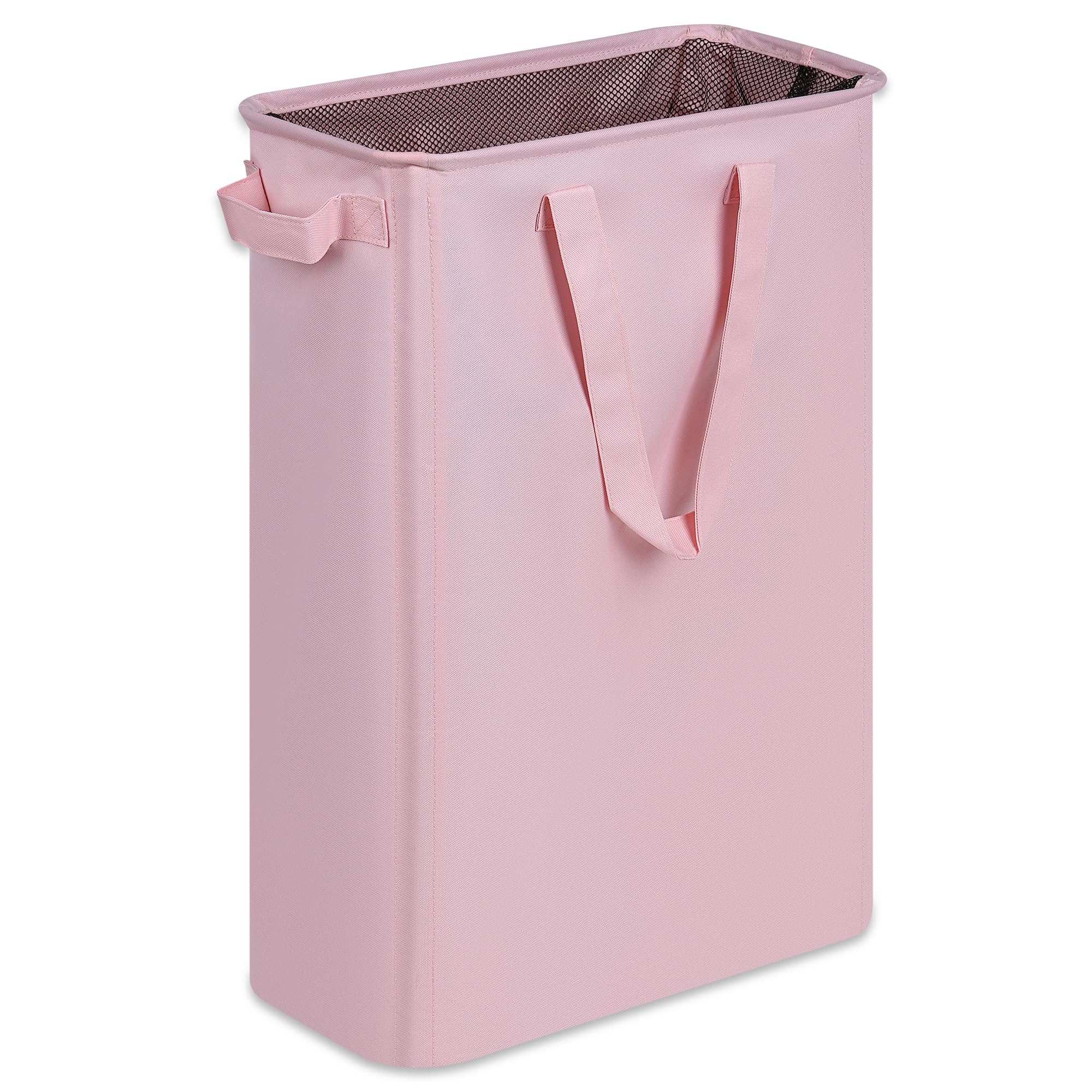 Photo 1 of efluky Slim Laundry Basket, Narrow Laundry Hamper with Handles, Collapsible Dirty Clothes Hamper, Tall Laundry Bin for Laundry Room, Dorm and Bedroom, 12.7 Gallons(48L) Pink
