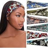 SAWINDA 6 Pack Boho Headbands for Women Short Headband Stretchy Non Slip Head Bands for Women's Hair Cloth Bandanas Headband for Women Yoga Workout Head Wraps Accessories