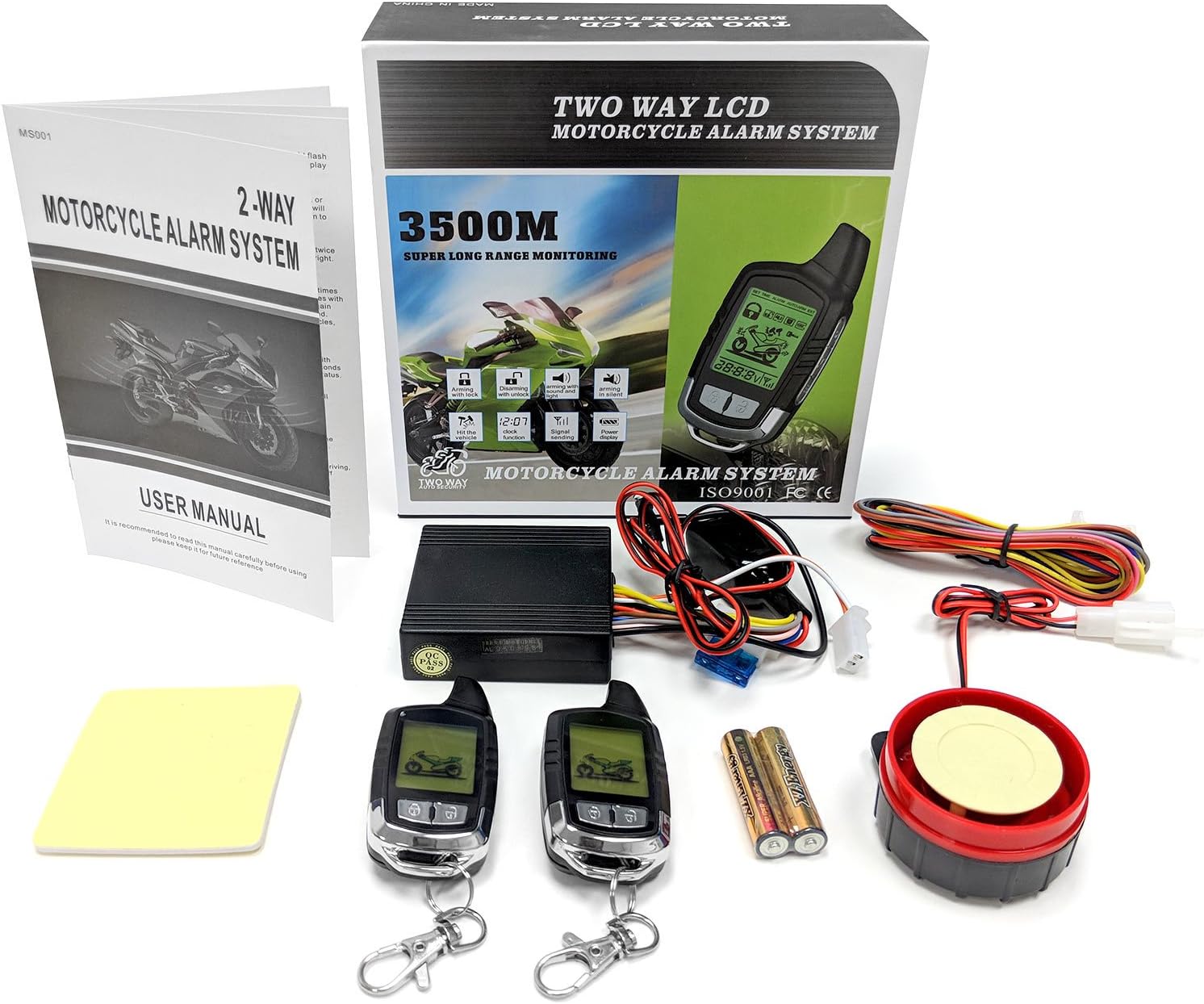 Kapsco Moto 2 Way Motorcycle Alarm Pager Remote Engine Start Compatible with Honda Gold Wing Goldwing GL 500 650 1000 1100