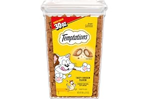 Temptations Classic Crunchy and Soft Cat Treats, Tasty Chicken, 30 oz | Under 2 calories per treat, crunchy outside & soft inside, resealable tub, 100% complete & balanced, snack, meal or topper