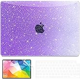 QJUZO Compatible with MacBook Air 13 inch Case 2025 2024 2023 2022 M4 M3 M2 (Model A3240 A3113 A2681) Sturdy Glitter Laptop Hard Shell for MacBook Air 13.6" + Keyboard&Screen Cover, Gradient Purple