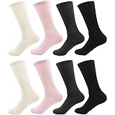 BambooMN Women's Rayon from Bamboo Fiber Moisture Wicking Luxury Casual Dress Mid-Calf Socks - Assortment