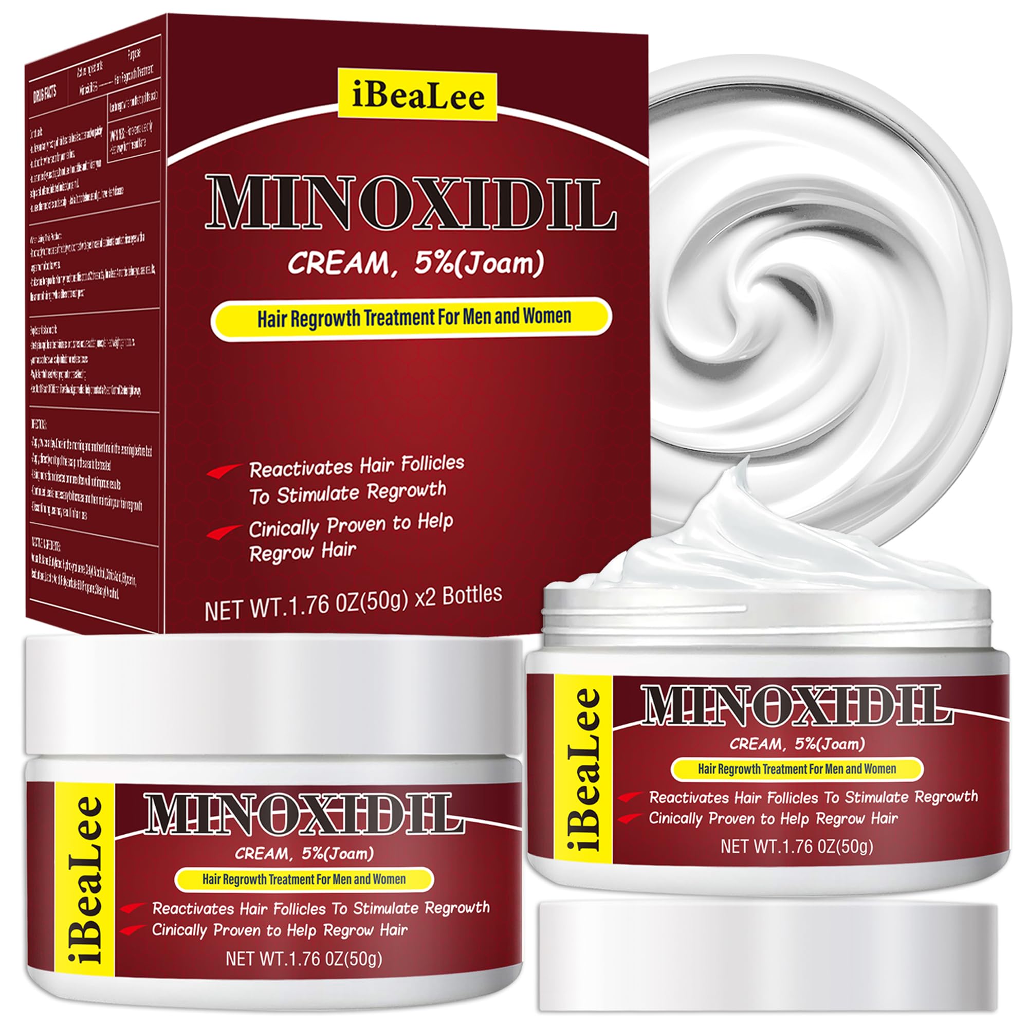 Photo 1 of 5% Minoxidil for Men and Women Hair Growth Cream, Topical Minoxidil Hair Growth Products, Extra Strength Hair Regrowth Treatments for Stronger Thicker Fuller Hair, 2 Bottles