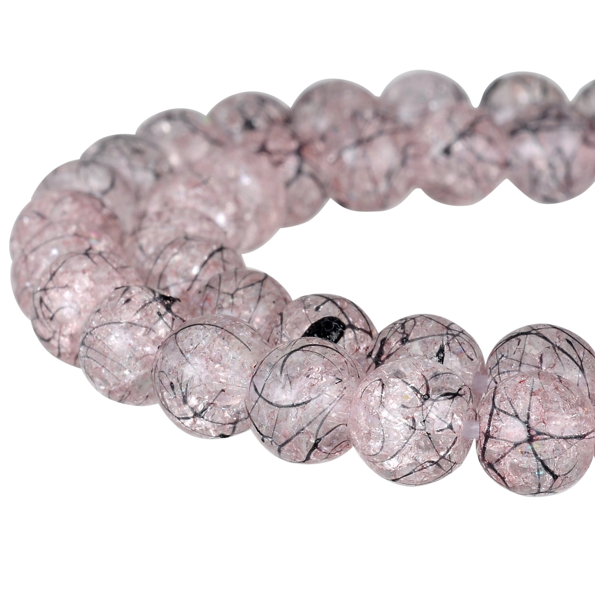 RUBYCA Round Crackle Druk Czech Crystal Pressed Glass Beads for Jewellery Making 4mm Strand (Pink)