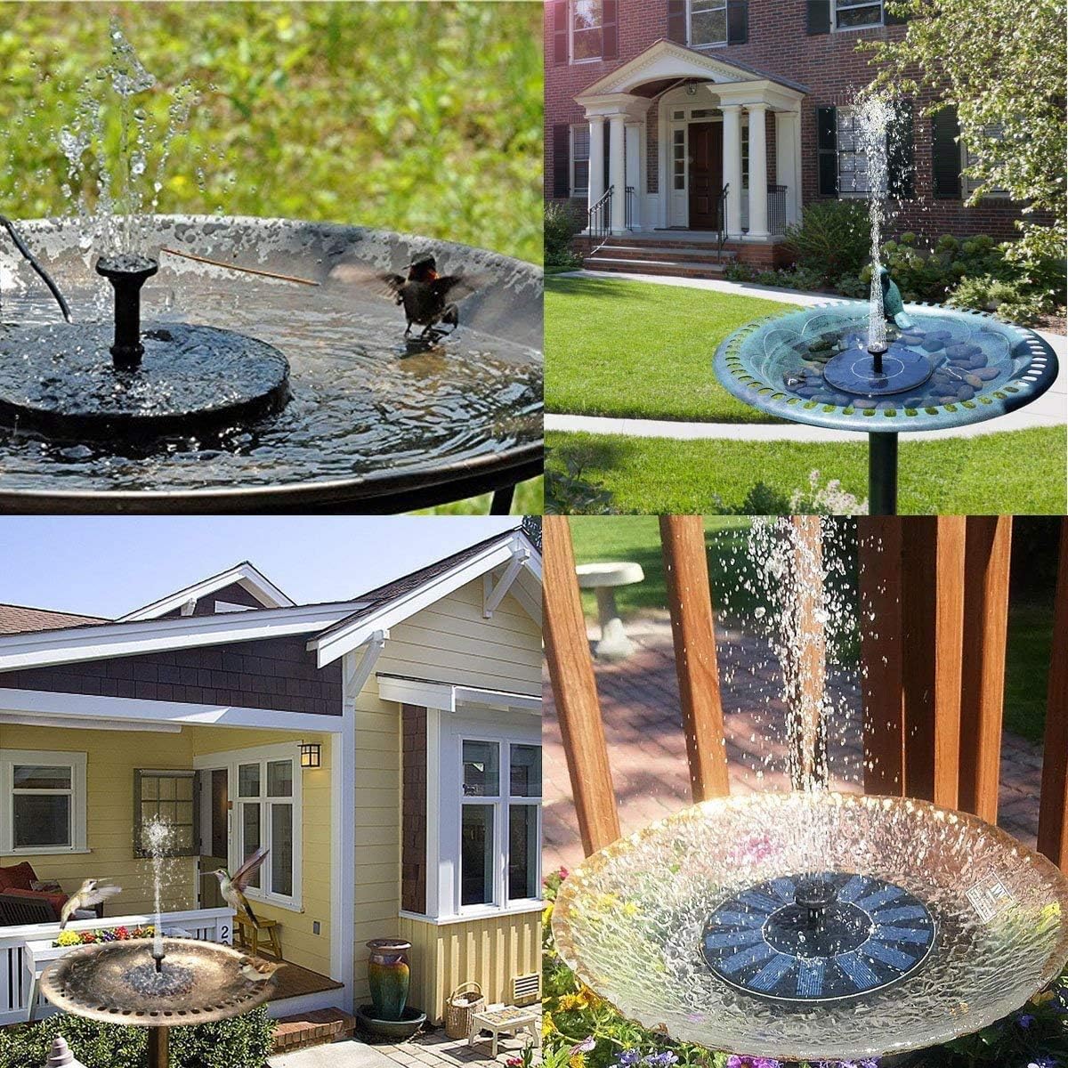 Solar Power Fountain Pump, 1.5W Circle Floating Solar Water Pump with 6 Nozzles Garden Outdoor Floating Fountain Pump for Birdbaths or Ponds,Floating Pond Decor Water Lily: Kitchen & Dining