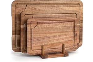 Wooden Cutting Boards for Kitchen, Wood Cutting Board Set with Juice Groove, Chopping Boards Set of 3（Small, Meduim & Large C