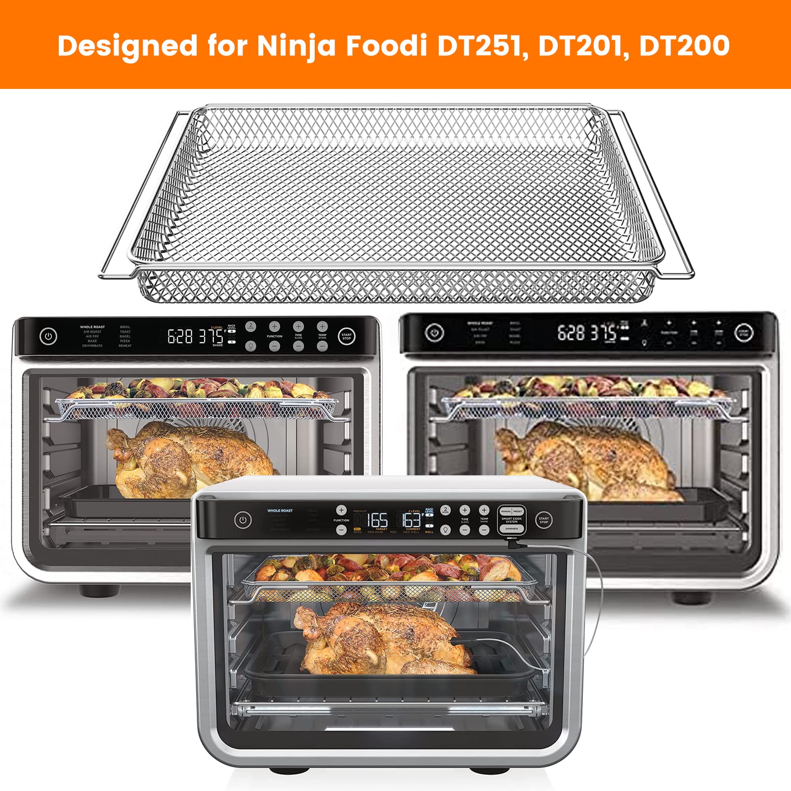 Replacement Air Fry Basket for Ninja Foodi DT251 Air Fryer Oven,Steel Air Fryer Basket for Ninja Foodi DT201,DT200,Accessories for Ninja Foodi 10-in-1 Smart XL Air Fry Oven