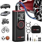AUTOMOVO Tire Inflator Portable Air Compressor-3X Faster Inflation, 150PSI Air Pump for Car Tires with Digital Pressure Gauge/LED Light, Portable Tire Inflator for Car, Motorcycle, Bike, Ball