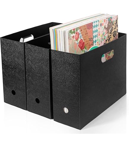 Boocalny 3-Piece Scrapbook Paper Storage Bins With Wheels - Organizer For 12x12 Papers & Vinyl
