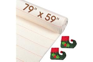 SUKHUMVIT 79” x 59” Large Tufting Cloth, Primary Tufting Cloth with Marked Lines for Tufting Guns, Four Edges Sewn Monks Cloth for Punch Needle Tufting Rug DIY Crafts