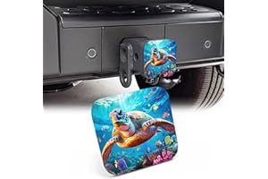NITAHHHY 2" Trailer Hitch Cover,Turtle with Fish and Coral in Ocean Rubber Towing Hitch Tube Cover Hitch for Men Women, Sturdy Receivers Plug Accessories for Pickups Trucks Cars