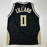 Facsimile Autographed Damian Lillard Milwaukee Black Reprint Laser Auto Basketball Jersey Size Men's XL