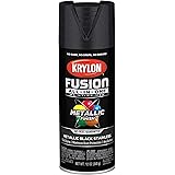 Krylon K02790007 Fusion All-In-One Spray Paint for Indoor/Outdoor Use, Metallic Black Stainless, 12 Ounces