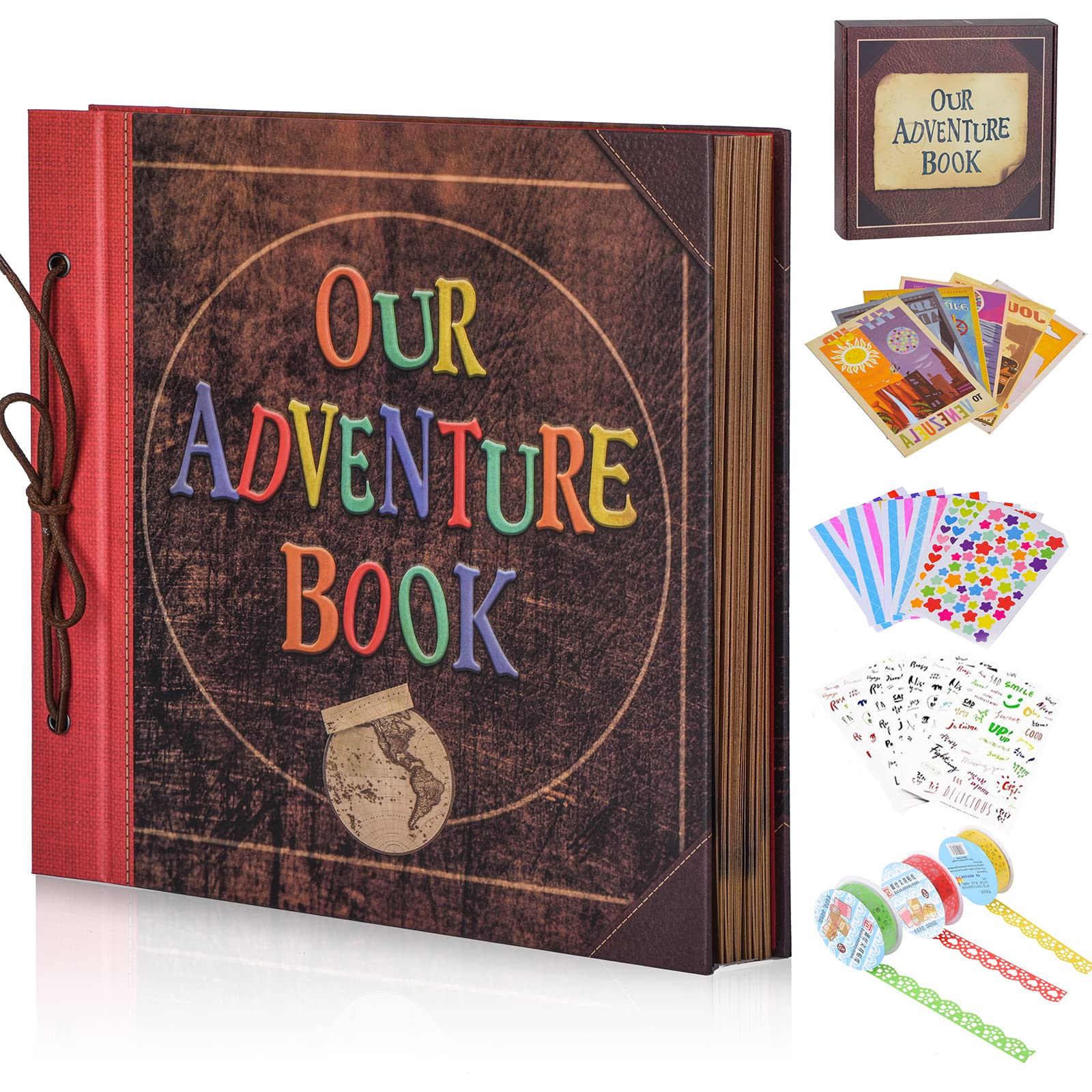 Photo Scrapbook,Our Adventure Book, Movie Up Travel Scrapbook for Anniversary Wedding Holiday Valentines Day Birthday (12 * 12' Word)