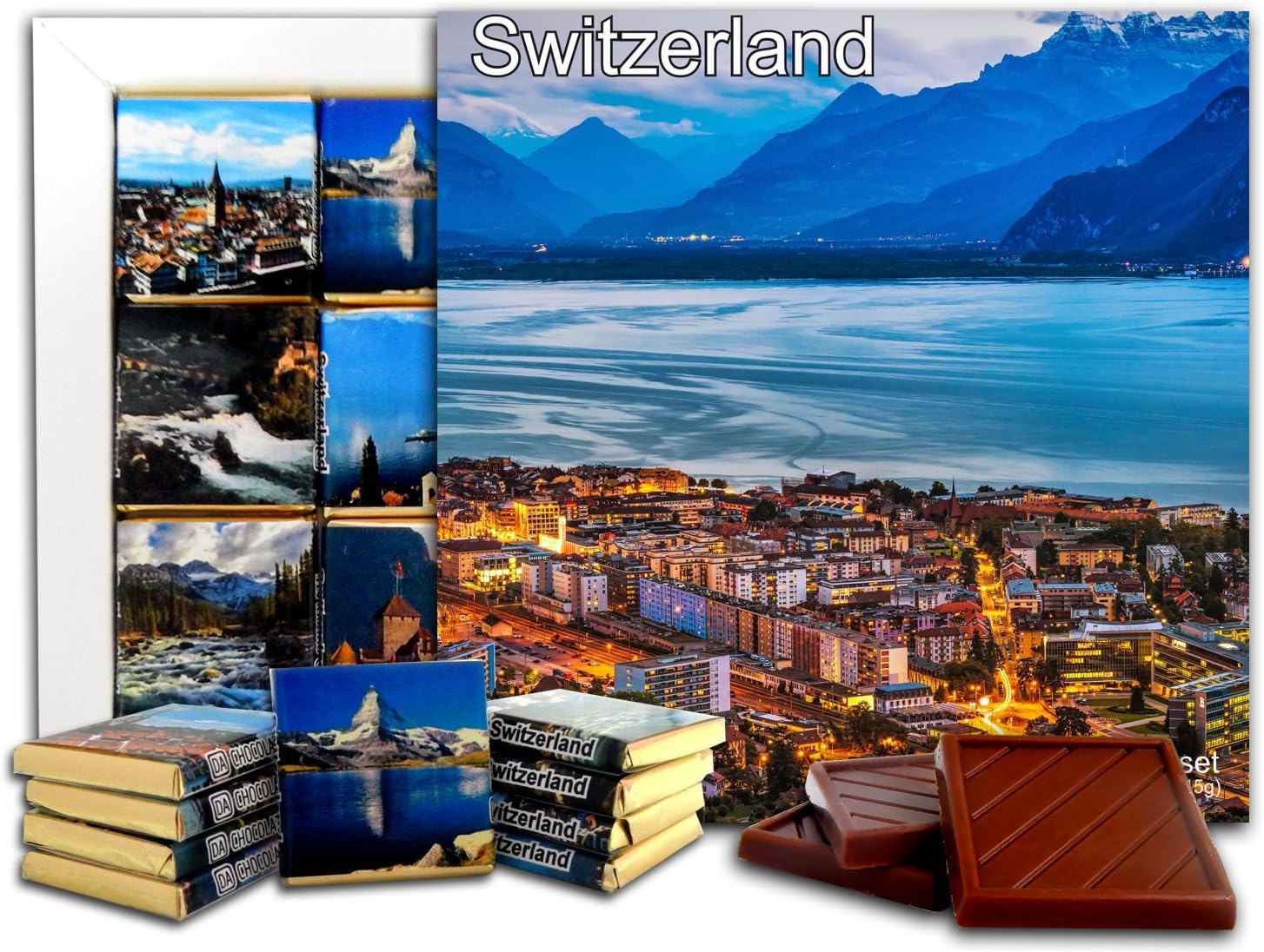 DA CHOCOLATE Candy Souvenir SWITZERLAND Chocolate Gift Set 5x5in 1 box (Panoramic 2301)