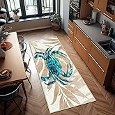 Crab Long Runner Rug 2x6 Throw Rug Coastal Kitchen Runners Ultra-Thin Low Pile Carpet Washable Hallway Rugs Mats Nautical Are