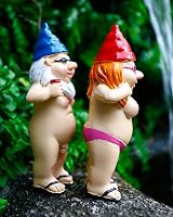 Senders Garden Gnome 2Pcs Naughty Funny Resin Statue Outdoor Lawn Decor view 4