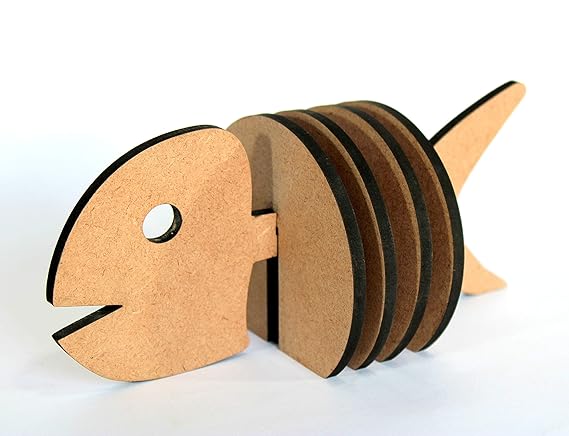 eSplanade DIY Craft MDF Decoupage Coasters Coasters/for Craft/Activity/Simple Animal Shape Decoupage/Painting/Resin Work/Sheep (Fish Coaster)