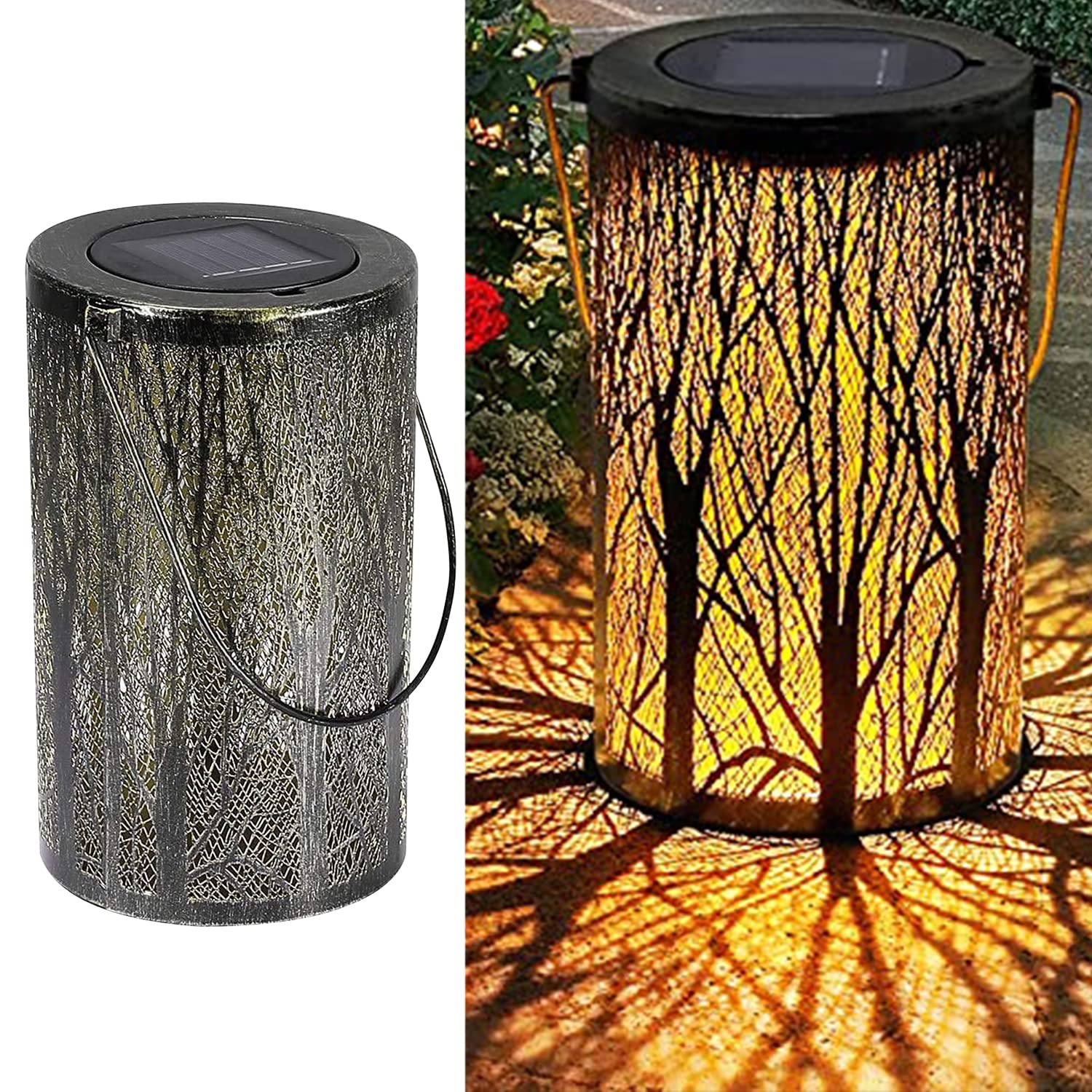 Aohcae Solar Lantern Lights, LED Lamp Garden Lanterns Decorative Atmosphere Outdoor Lanterns for The Garden Porch Lawn Courtyard Walkway Driveway Christmas