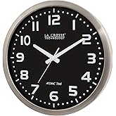 La Crosse Technology WT-3161BK 16 Inch Stainless Steel Atomic Clock, Analog, Silver