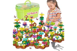 Scientoy Flower Garden Building Toys, 3 4 5 Year Old Girl Toys, 324 PCS Upgrade Flower Pretend Gardening Gifts for Kids, Floral Arrangement Playset for Age 3-7 Year Old Child Educational Activity