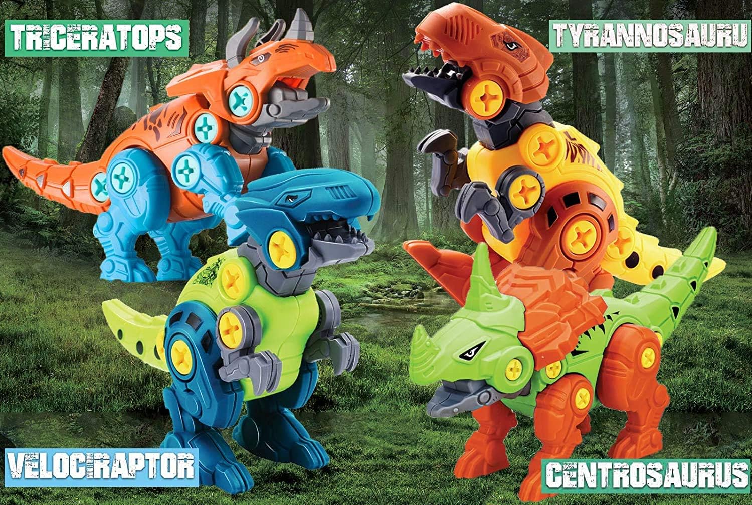 STAY GENT Take Apart Dinosaur Toys for Kids with Electric Drill 4 Packs DIY Dinosaur Educational STEM Building Toy - Image 3