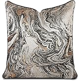 Hvatixos 1pc Polyester Pillow Cover Multicolor Abstract Texture Geometric Lines Black Moire Marble Pattern Light Luxury Single-Sided high-Precision Jacquard with Zipper 18 x 18 inches(no Pillow core)