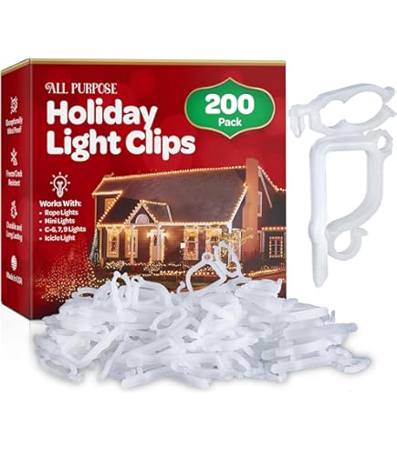 100 Pack Original Shingle Tab Light Clips For C7 C9 Christmas Lights, Christmas Light Plastic Clips With Leaf Guard For Roof And Gutter, Shingle Clips Outdoor - View #7