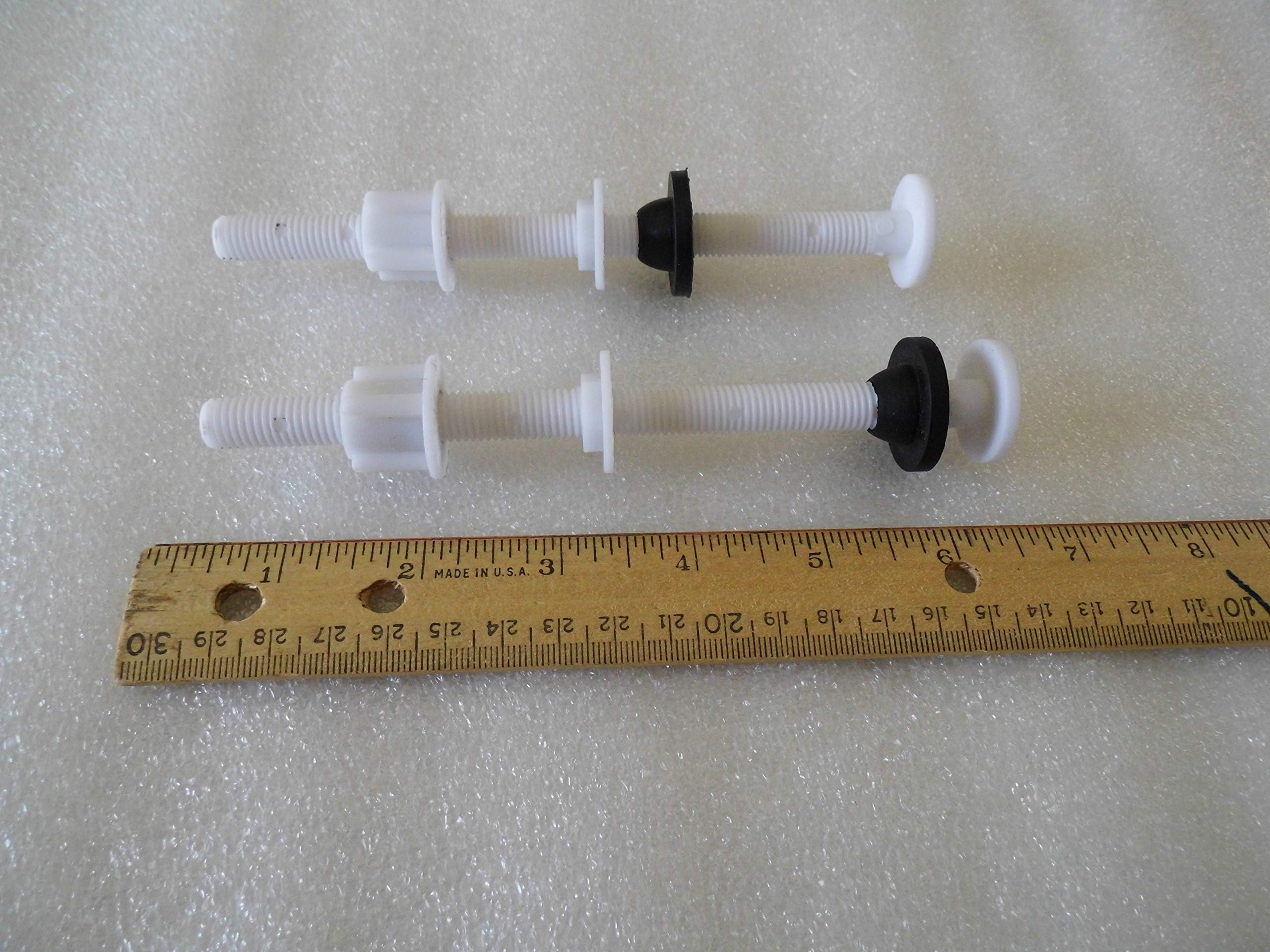 6 Inch Toilet Seat Bolts, Made For Thick or High Toilet Seats, Two Hinge Bolts, Nylon Plastic, 6 Inch By 3/8 Inch Heavy Duty Bolts with Rubber Washers and Easy Screw Hex Nuts (Nylon, 4in)