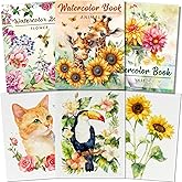 Kalysky 8.5 * 11" Watercolor Workbook,3 Watercolor Coloring Books for Adults,Water Color Book kit for Adults Beginner,160GSM Cold Press Textured Thick Paper