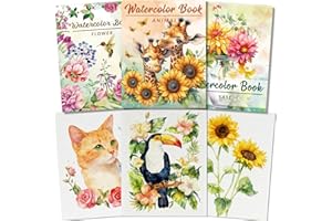 Kalysky 8.5 * 11" Watercolor Workbook,3 Watercolor Coloring Books for Adults,Water Color Book kit for Adults Beginner,160GSM Cold Press Textured Thick Paper