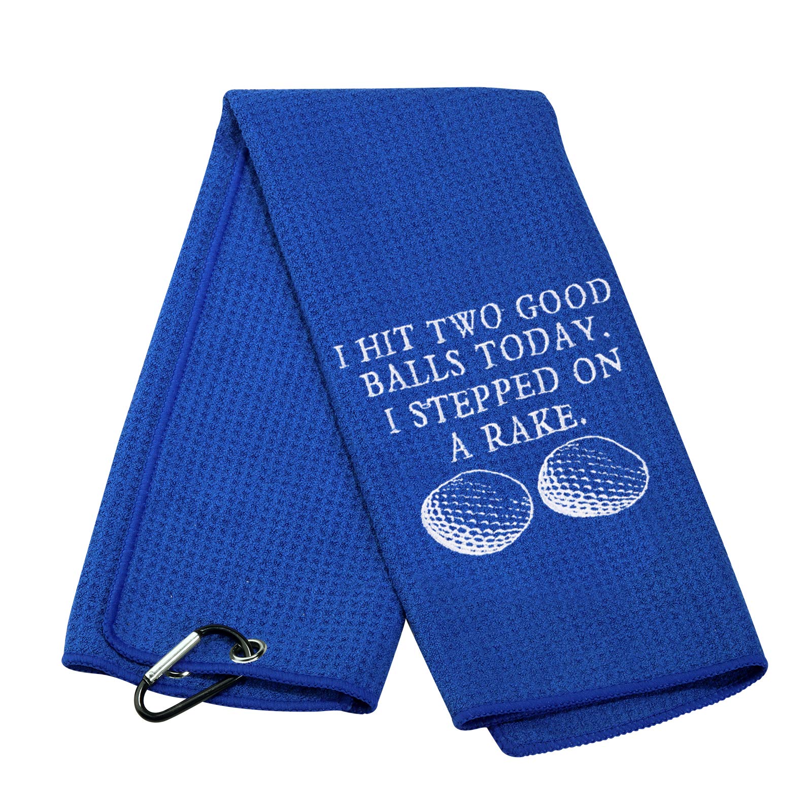 Funny Golf Towel Embroidered Golf Towel Gift I Hit Two Good Balls I Stepped On A Rake Golf Towel with Clip (Hit Two Good T)