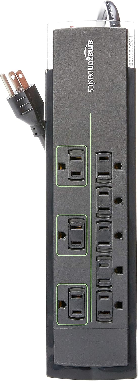  Basics 8-Outlet Power Strip Surge Protector | 4,500 Joule, 6-Foot Cord: Electronics